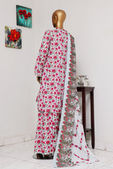 Bin Saeed Exclusive Printed Lawn With Farshi Shalwar Vol-05 Suit-NSM-2178-White