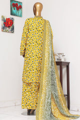 Bin Saeed Exclusive Printed Lawn With Farshi Shalwar Vol-05 Suit-NSM-2175-Yellow