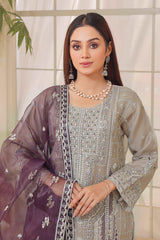 3 PIECE - EMBROIDERED ORGANZA SUIT 740J - Dressline Fabric