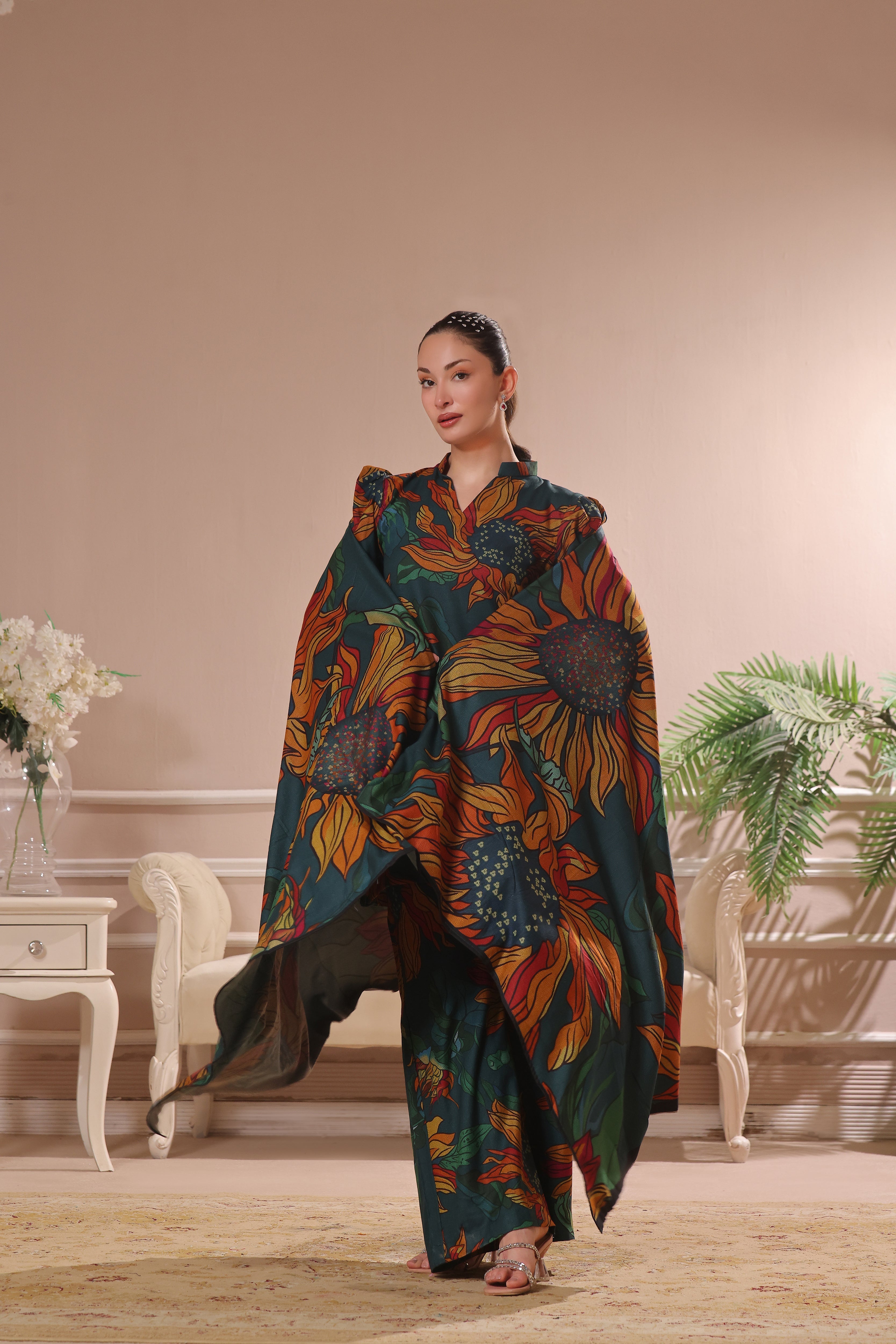 Feathers Unstitched 3 Piece Winter Collection-DESERT ROSE-FT444