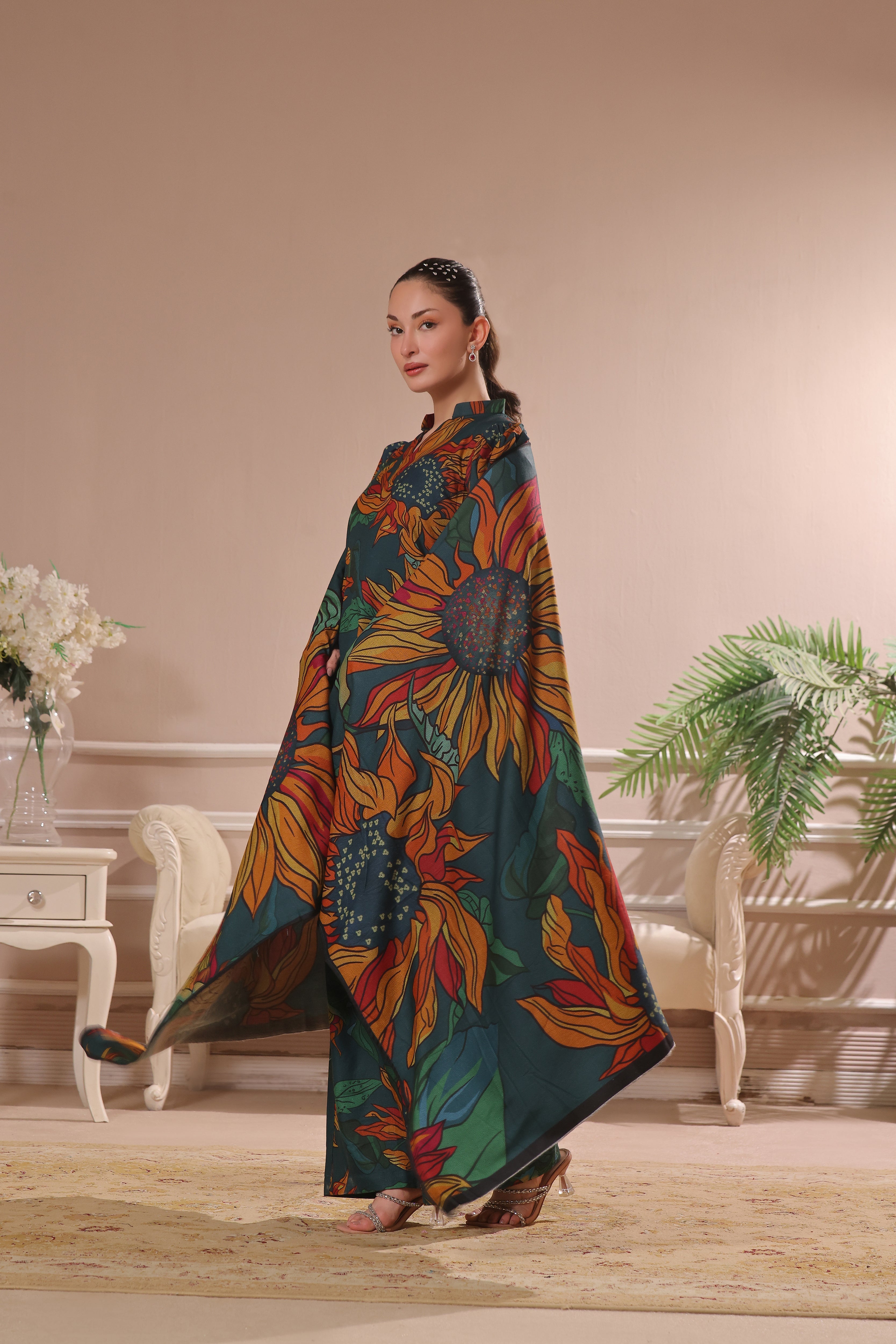 Feathers Unstitched 3 Piece Winter Collection-DESERT ROSE-FT444