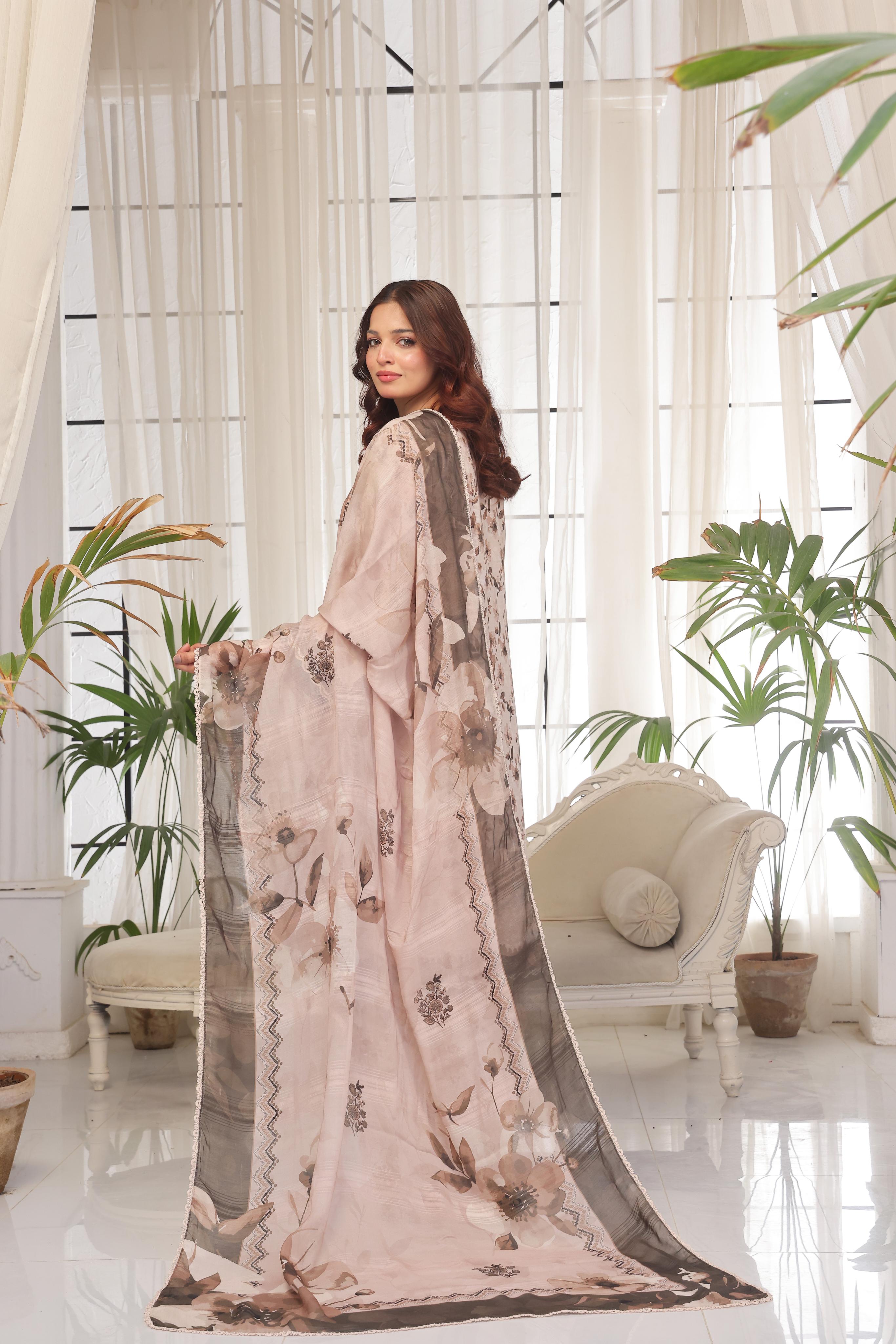 Dressline Launching New Unstitched 3 Pcs Premium Chikankari Bana Dora Digital Printed Lawn Collection
