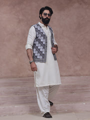 Tng By MD Stitched Waistcoat Collection-Huzoor (Monochrome)
