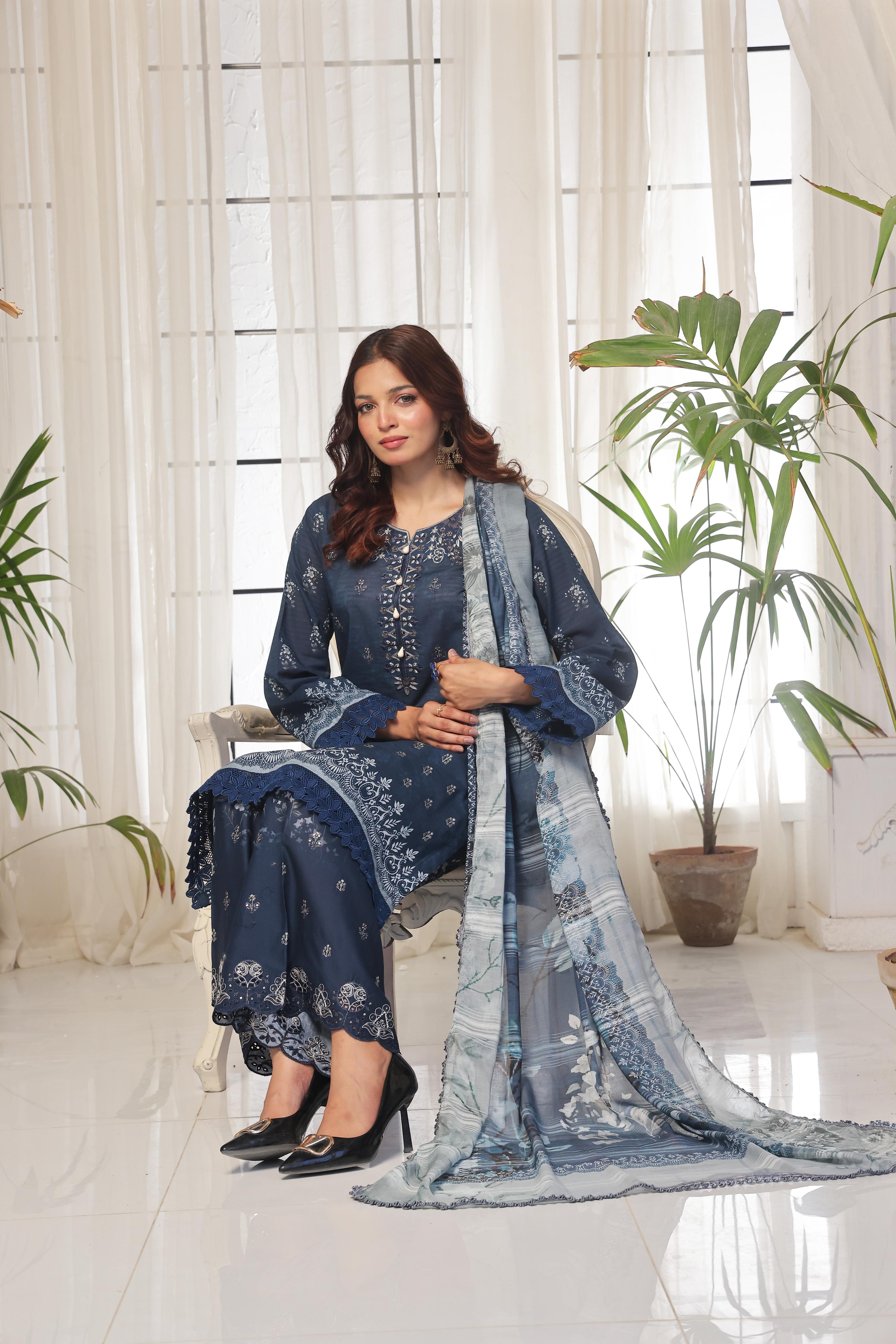 Dressline Launching New Unstitched 3 Pcs Premium Chikankari Bana Dora Digital Printed Lawn Collection
