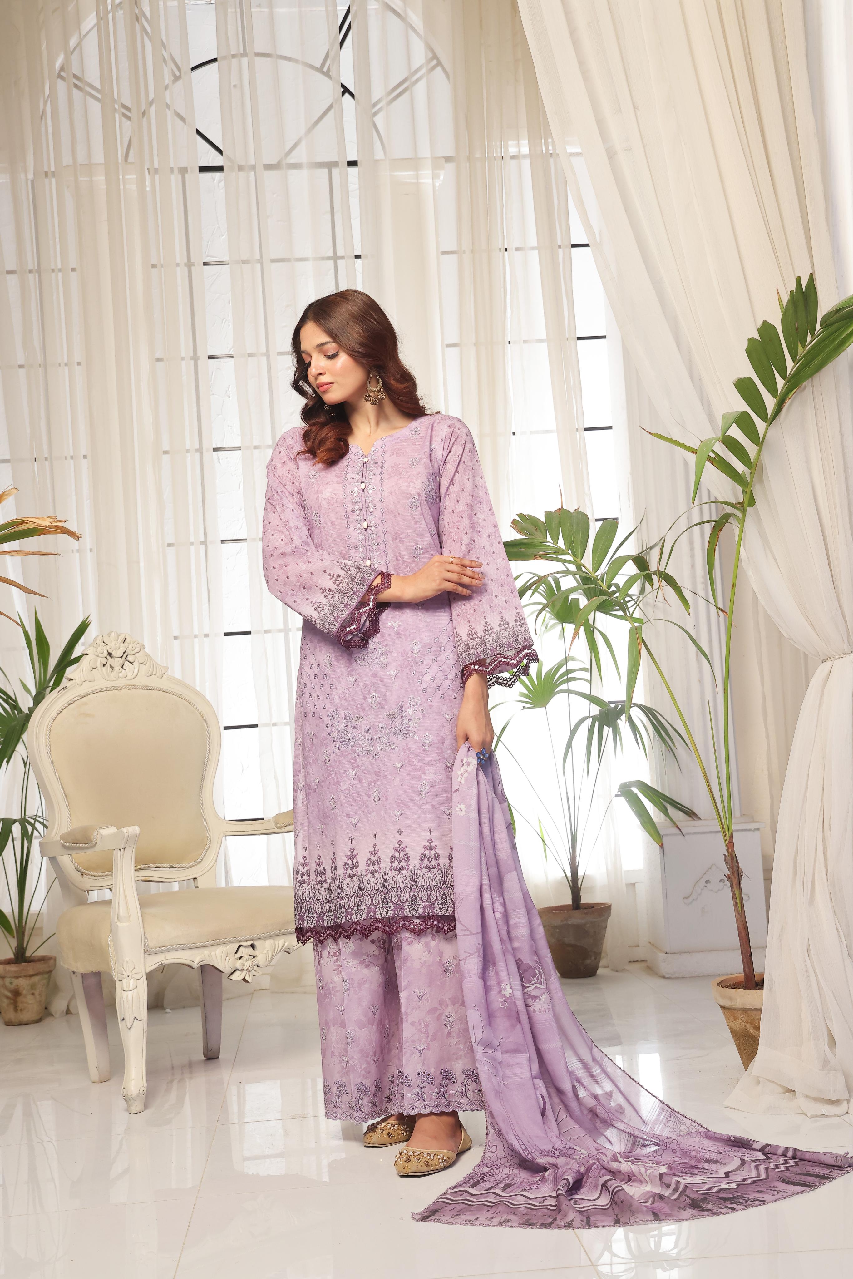 Dressline Launching New Unstitched 3 Pcs Premium Chikankari Bana Dora Digital Printed Lawn Collection