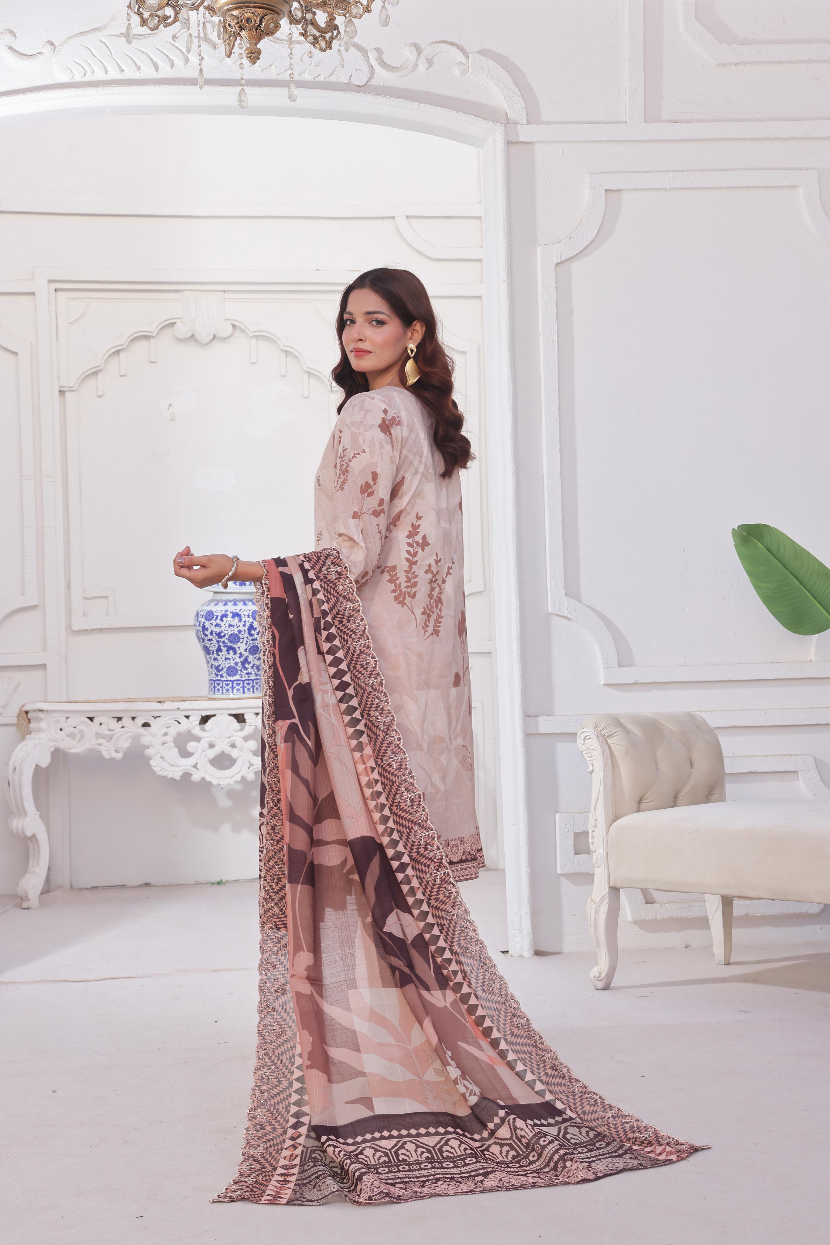 Dressline Launching New Unstitched  3 Pcs Premium Chikankari & Cutwork Emb Digital Printed Lawn Collection