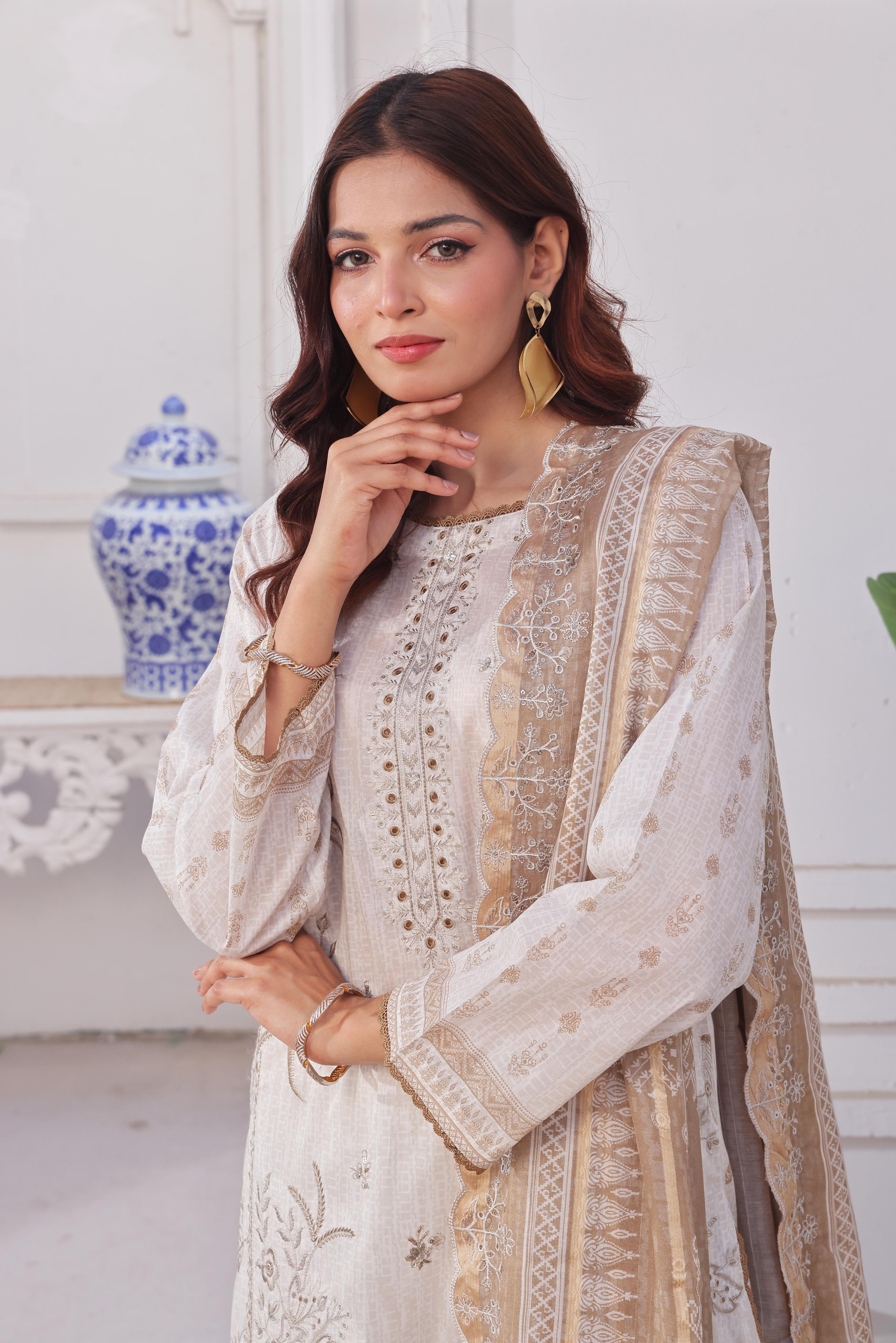 Dressline Launching New Unstitched  3 Pcs Premium Chikankari & Cutwork Emb Digital Printed Lawn Collection