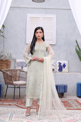 Silver-Tulip By Dressline Semi Stitched 3 Piece Formals Collection'2025-silverT-green