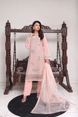 Abeeha By Dressline Stitched 3 Piece Organza Formals Collection'2025-abeeha-pink