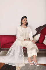 Abeeha By Dressline Stitched 3 Piece Organza Formals Collection'2025-abeeha-ivory