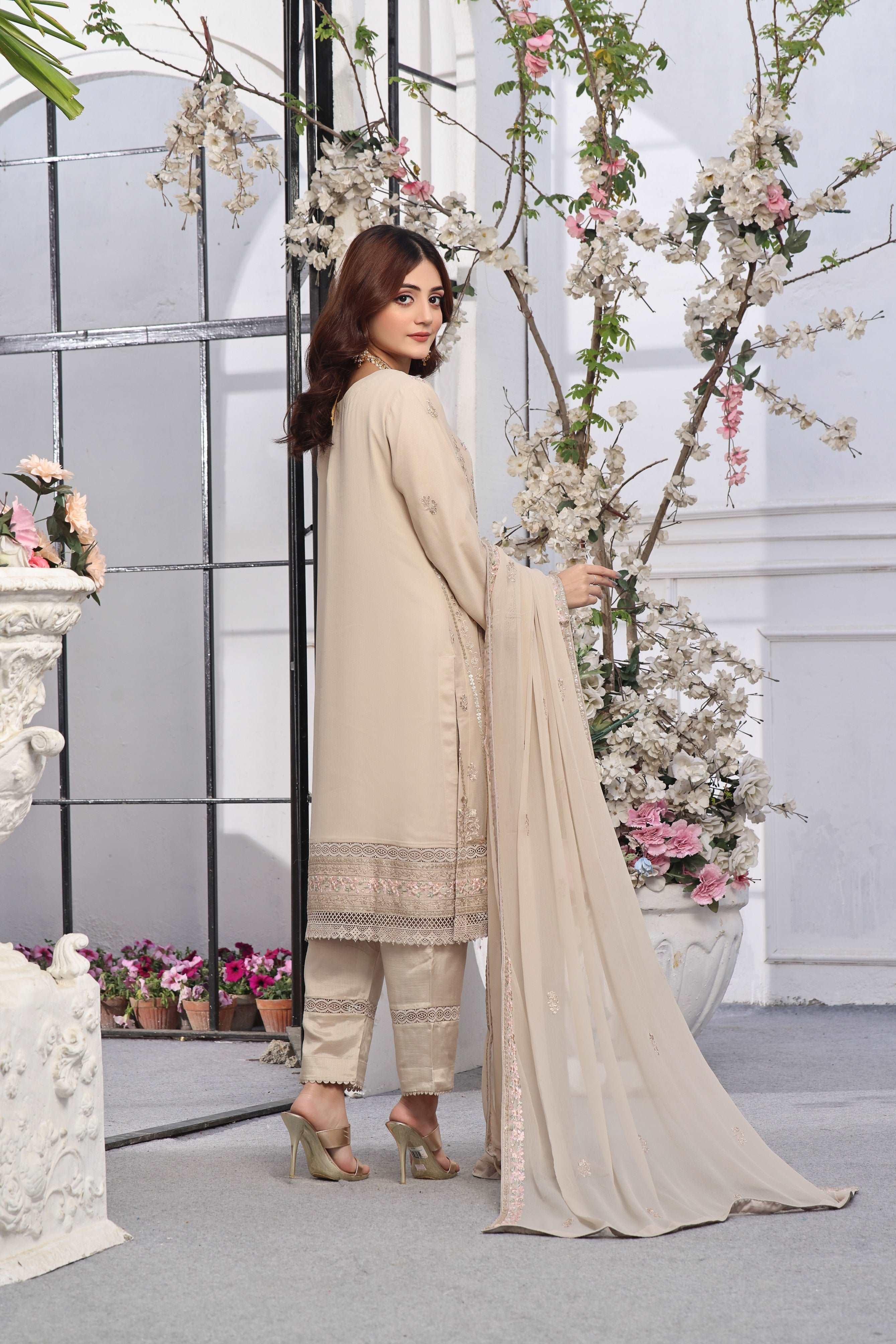 3 PIECE - EMBROIDERED CHIFFON SUIT 947J - Dressline Fabric
