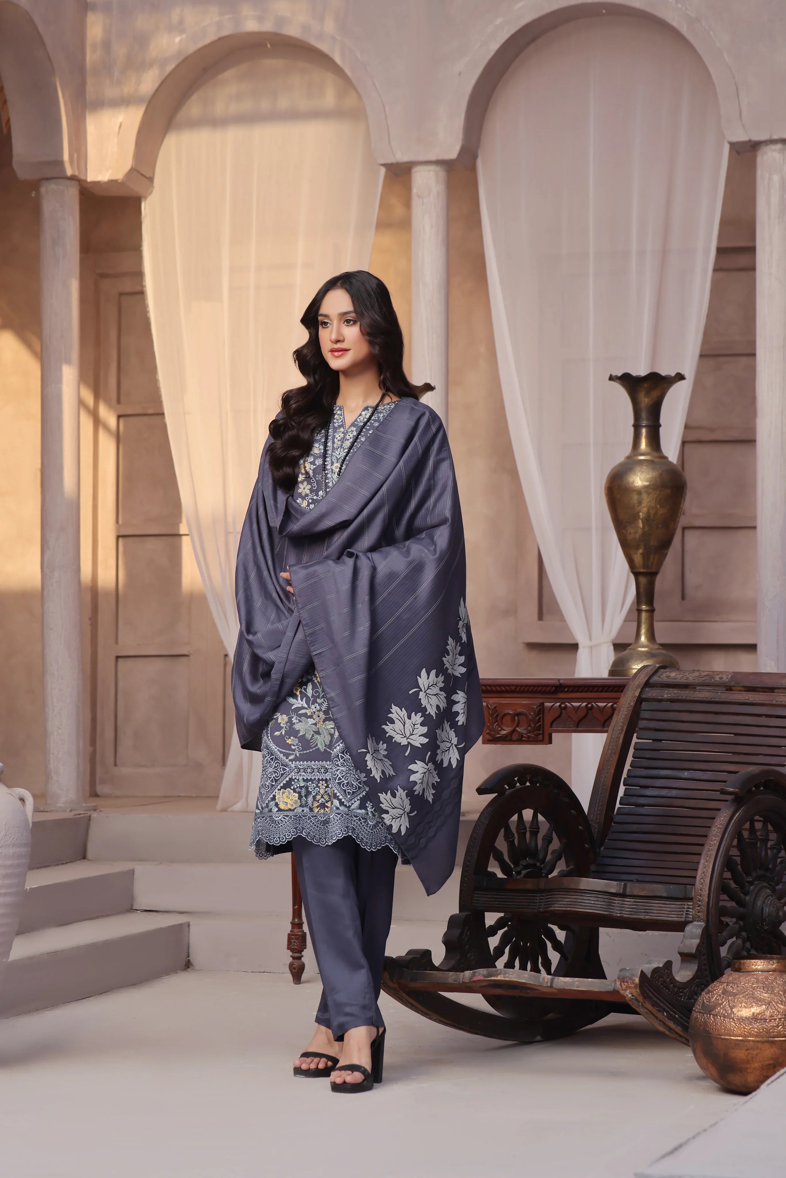 Dressline Semi Stitched 3 Pcs Emb Viscose Zari Collection