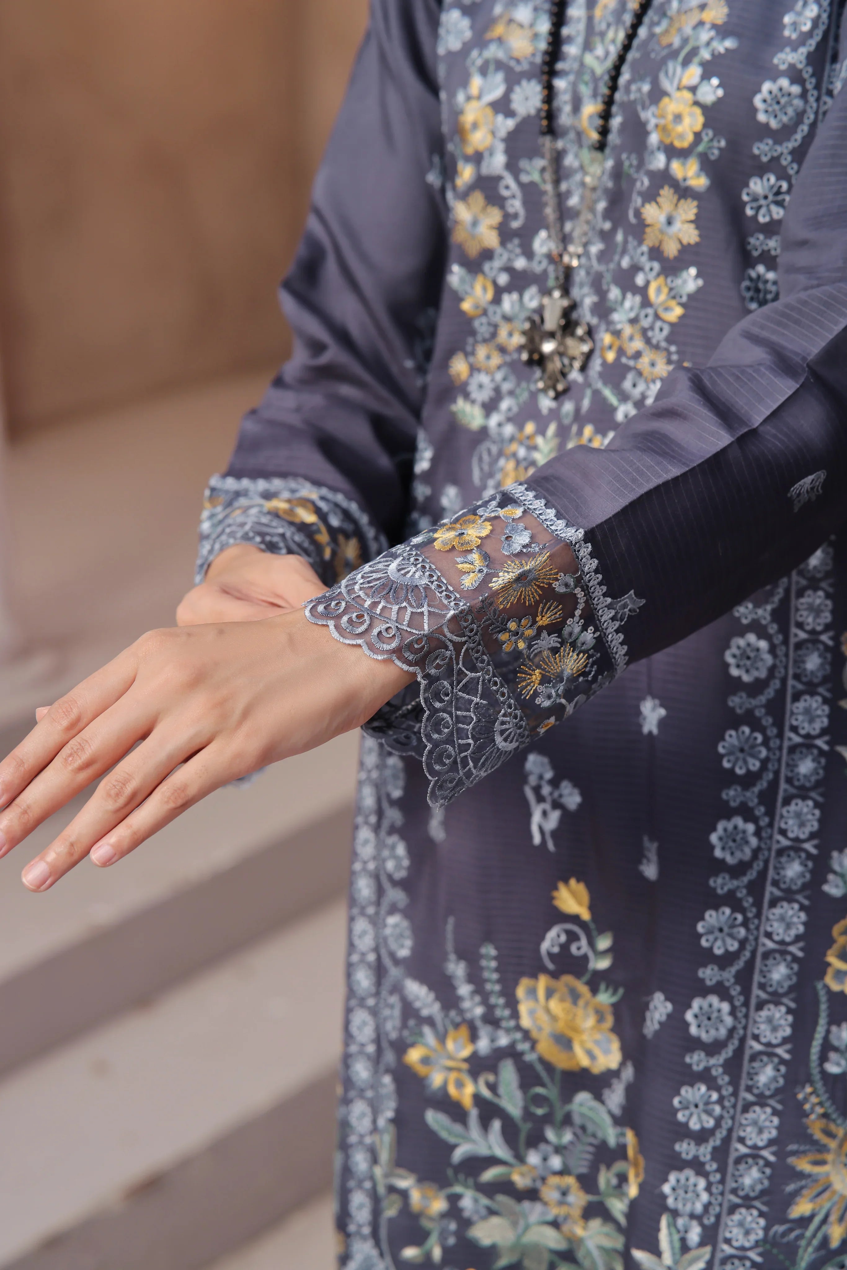 Dressline Semi Stitched 3 Pcs Emb Viscose Zari Collection