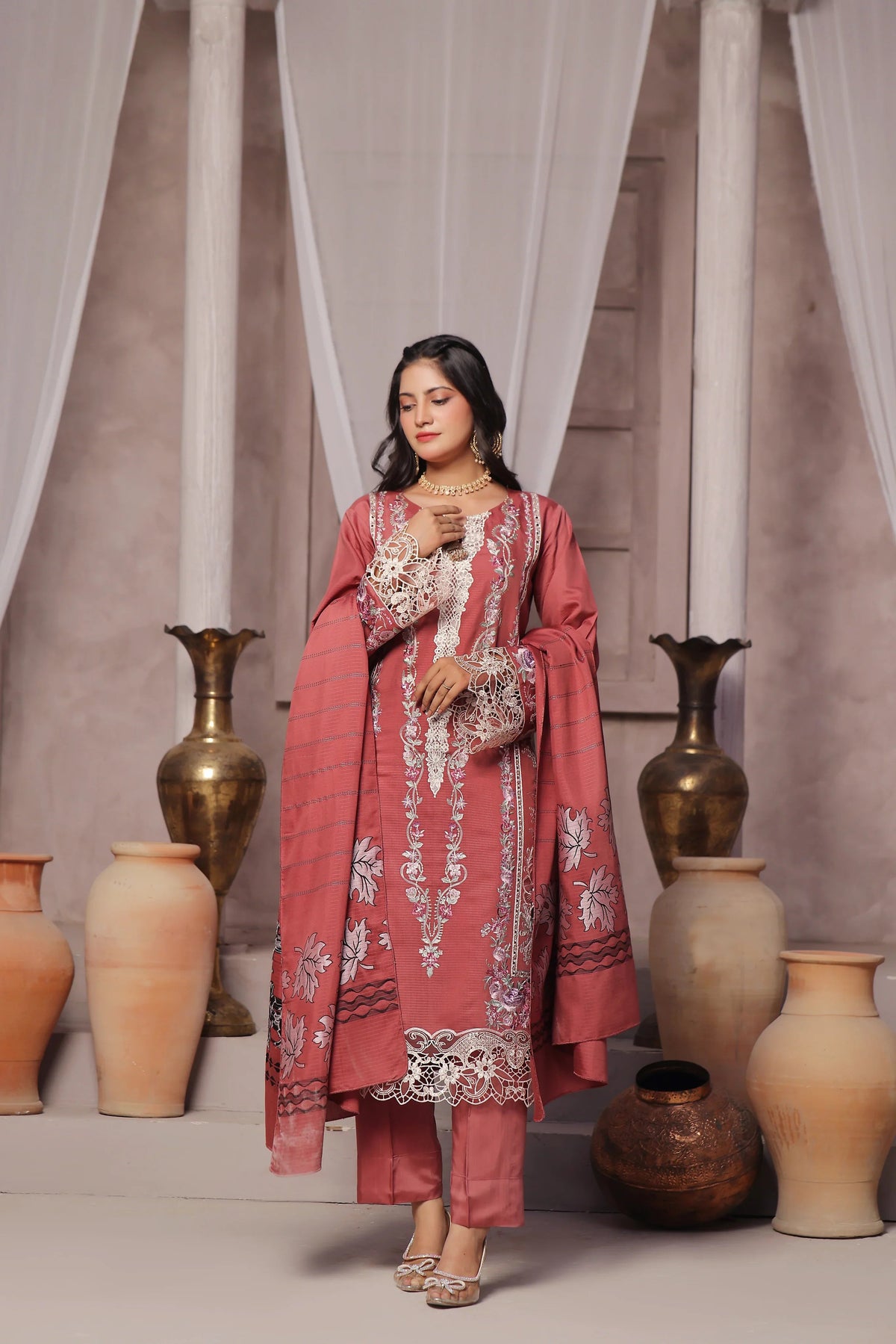 Dressline Semi Stitched 3 Pcs Emb Viscose Zari Collection