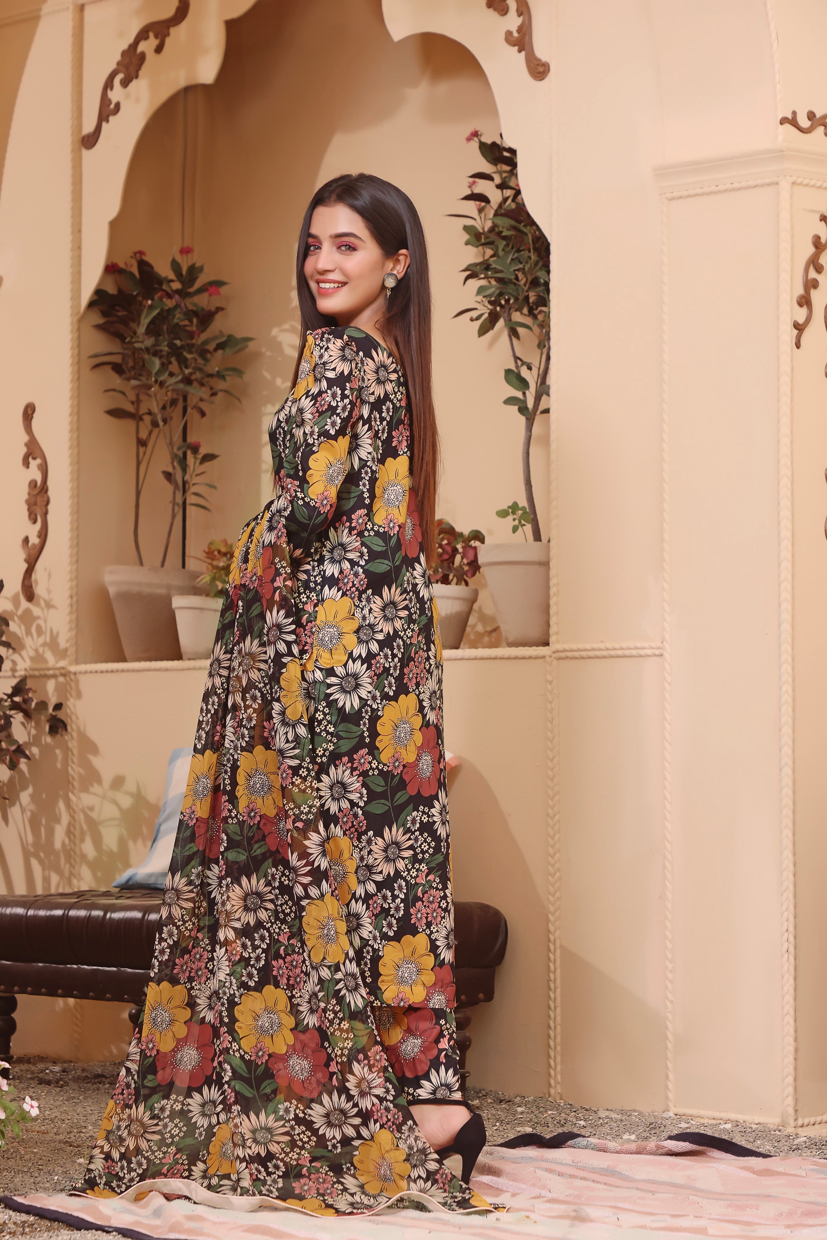 Feathers Unstitched 3 Piece Summer Collection-SITAR-FT105