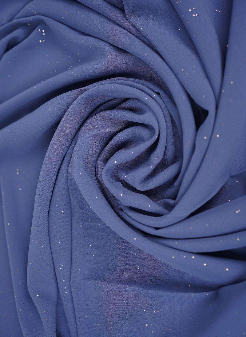 Hijab Ul Hareem Glitter Chiffon Scarf |  Cornflower Blue