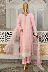 Cortesia by Hz Unstitched 3 Piece Luxury Chiffon Suit-05-Carnation