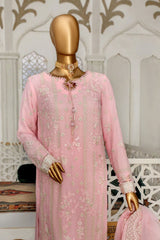 Cortesia by Hz Unstitched 3 Piece Luxury Chiffon Suit-05-Carnation