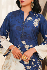 Hazel By Aizal Stitched Co Ords Slub Linen Winter Vol-02 Suit-AHZL-05-Blue
