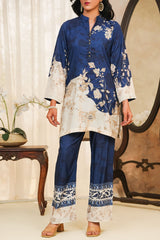 Hazel By Aizal Stitched Co Ords Slub Linen Winter Vol-02 Suit-AHZL-05-Blue