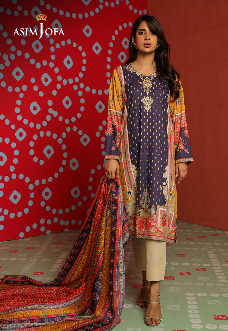 Asim Jofa Tara Sitara Ajtm-06 - 2 Pcs Printed Georgette Silk 2 Pcs