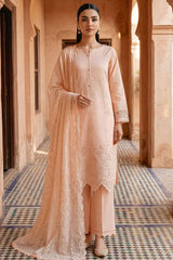 Ayla By Soghat Unsitched 3 Piece Chikankari Lawn Suit-06-Peach