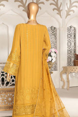 Cortesia by Hz Unstitched 3 Piece Luxury Chiffon Suit-06-Golden Flow