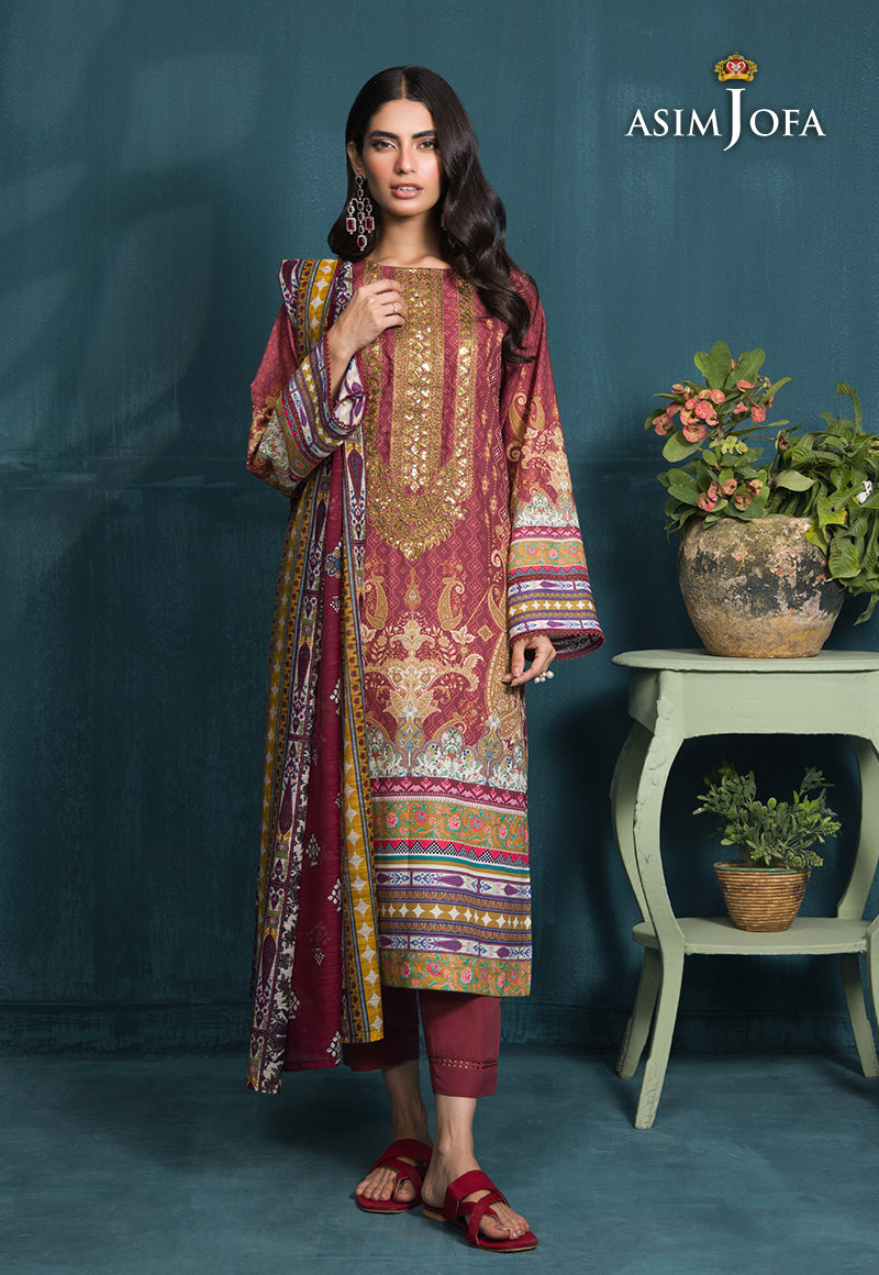 Asim Jofa Gul Rung Pret Collection Ajgr-19 Embroidered Swiss Lawn 3 Pcs