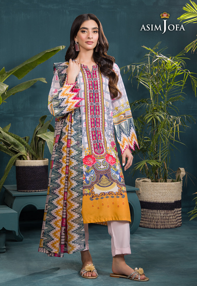 Asim Jofa Gul Rung Pret Collection Ajgr-10 Printed Swiss Lawn 3 Pcs