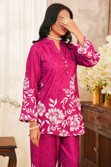 Hazel By Aizal Stitched Co Ords Slub Linen Winter Vol-02 Suit-AHZL-07-Magenta