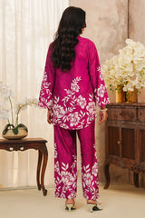 Hazel By Aizal Stitched Co Ords Slub Linen Winter Vol-02 Suit-AHZL-07-Magenta