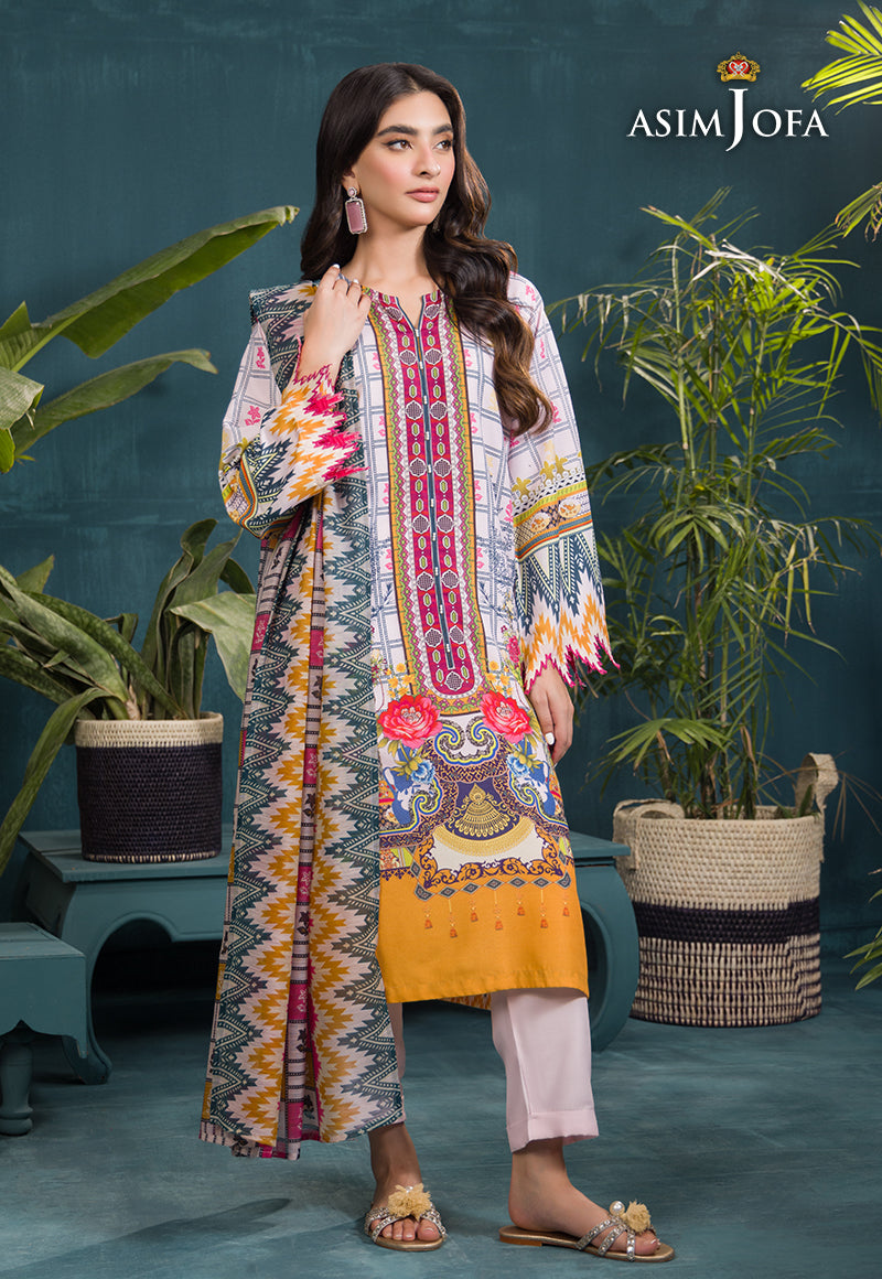 Asim Jofa Gul Rung Pret Collection Ajgr-10 Printed Swiss Lawn 3 Pcs