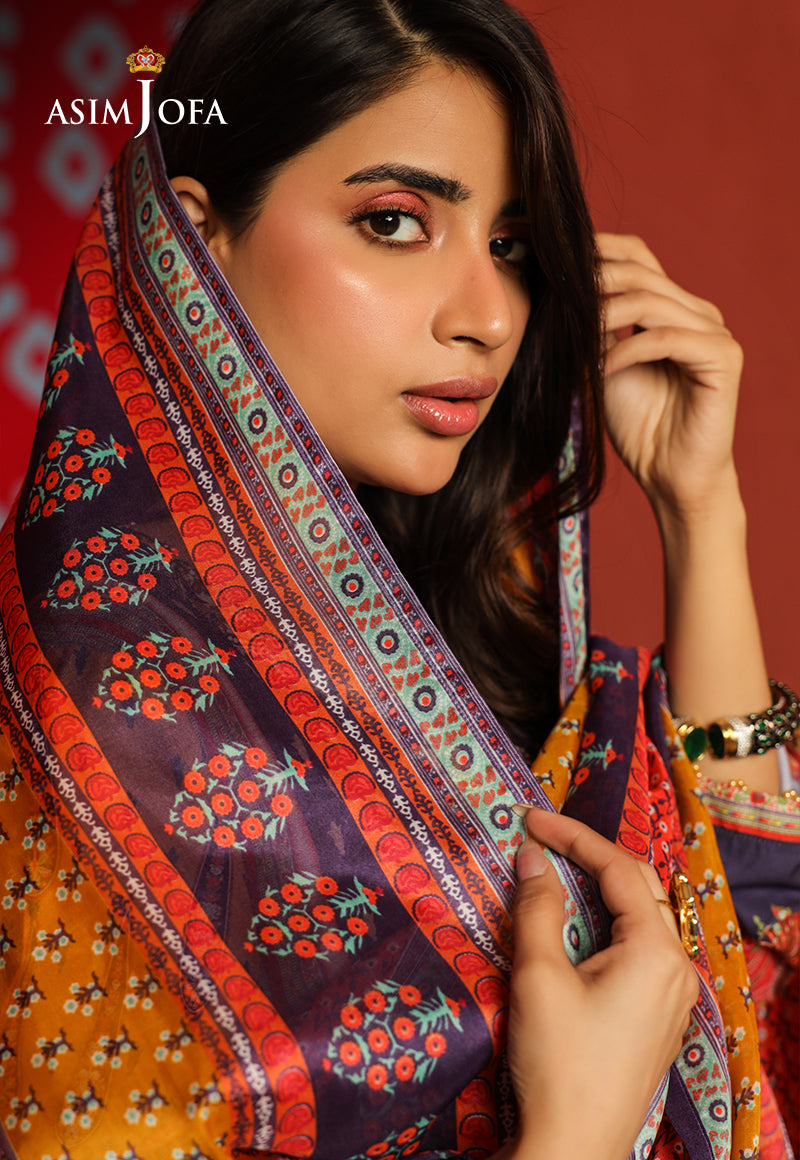 Asim Jofa Tara Sitara Ajtm-06 - 2 Pcs Printed Georgette Silk 2 Pcs