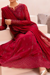 Ensembles By Azure Unstitched 3 Piece Festive Formals Eid Edit Suit-08-Crimson Glow