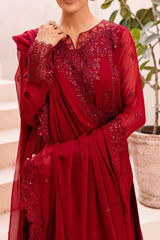 Ensembles By Azure Unstitched 3 Piece Festive Formals Eid Edit Suit-08-Crimson Glow