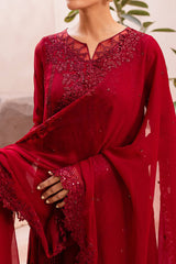 Ensembles By Azure Unstitched 3 Piece Festive Formals Eid Edit Suit-08-Crimson Glow