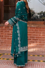 Kaavish By Farasha Unstitched 3 Piece Eid Festive Lawn Suit-08-Teal Garland