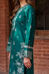 Kaavish By Farasha Unstitched 3 Piece Eid Festive Lawn Suit-08-Teal Garland