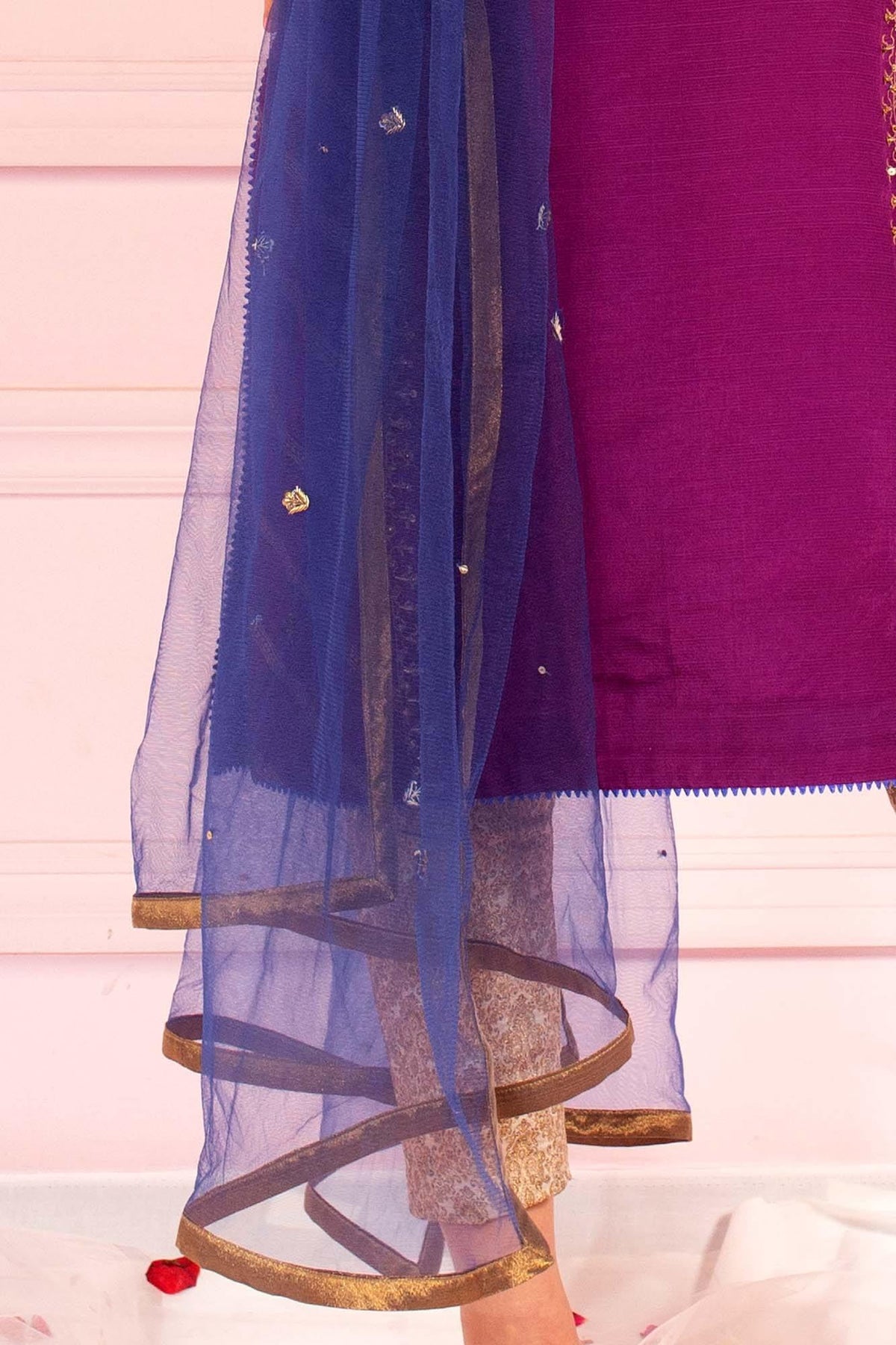 Soughaat Separates By Zaaviay Stitched Indigo Net Dupatta