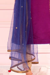 Soughaat Separates By Zaaviay Stitched Indigo Net Dupatta