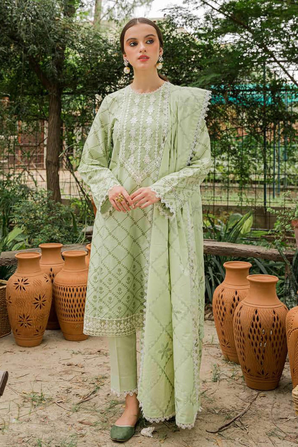 Seher By Cross Stitch Unstitched 3 Piece Cambric Collection'2022-08-Pistacia Pearl