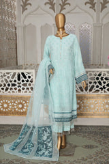 Cortesia by Hz Unstitched 3 Piece Luxury Chiffon Suit-08-Oceanic Hues
