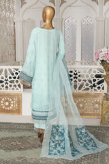 Cortesia by Hz Unstitched 3 Piece Luxury Chiffon Suit-08-Oceanic Hues
