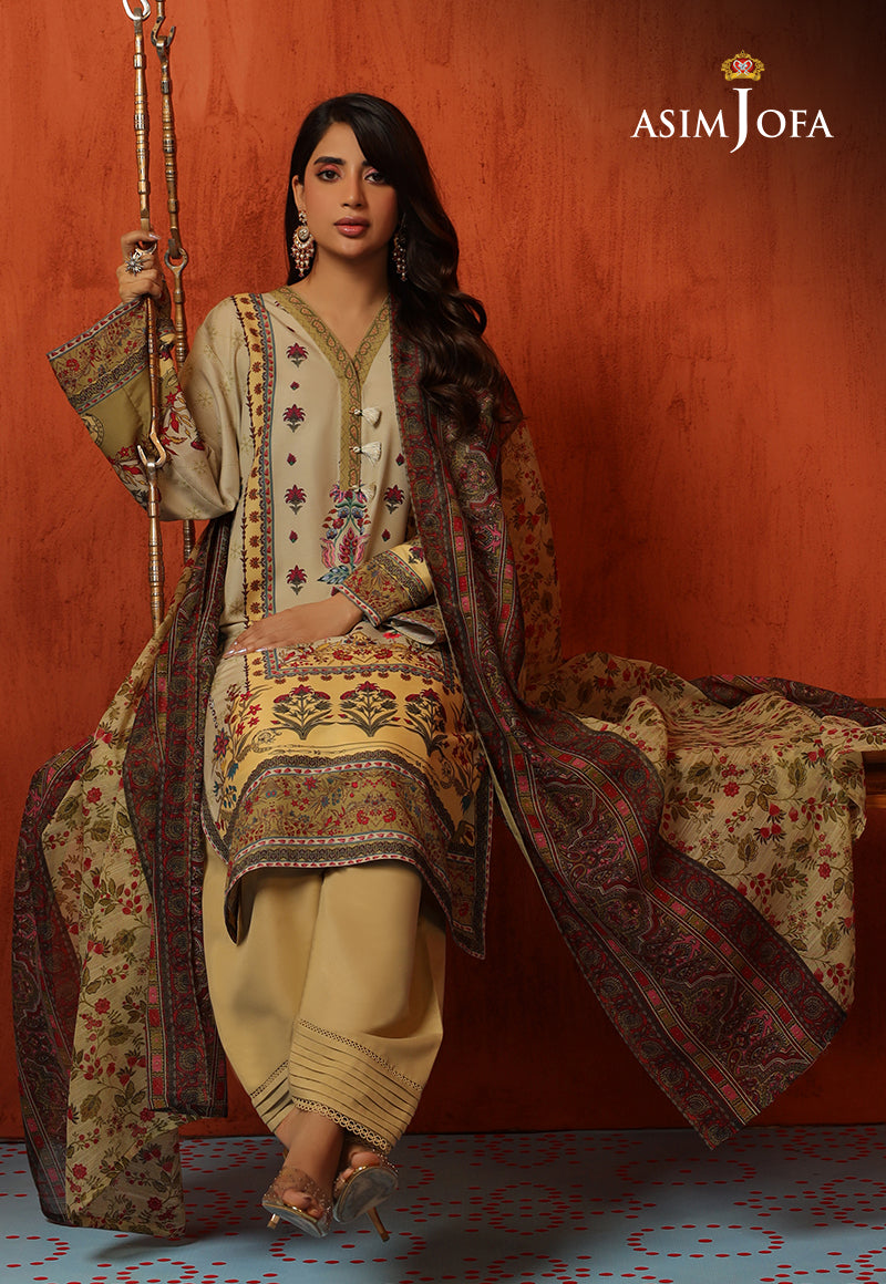 Asim Jofa Tara Sitara Ajtm-16 - 3 Pcs Embroidered Swiss Lawn 3 Pcs