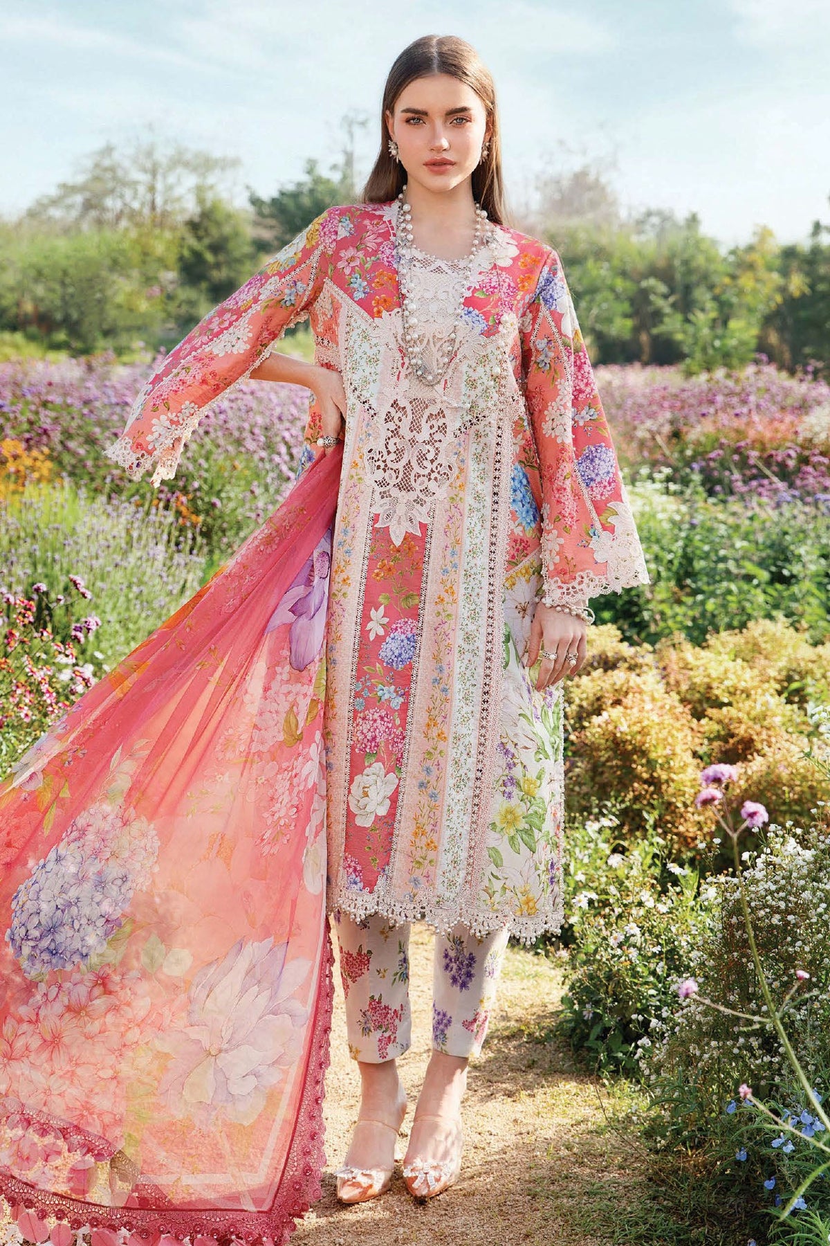 M.Prints By Maria B Unstitched 3 Piece Spring Summer Collection'2025-09-B