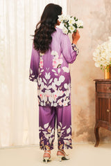 Hazel By Aizal Stitched Co Ords Slub Linen Winter Vol-02 Suit-AHZL-09-Light Purple