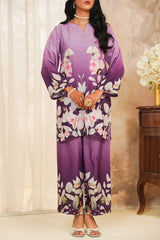 Hazel By Aizal Stitched Co Ords Slub Linen Winter Vol-02 Suit-AHZL-09-Light Purple