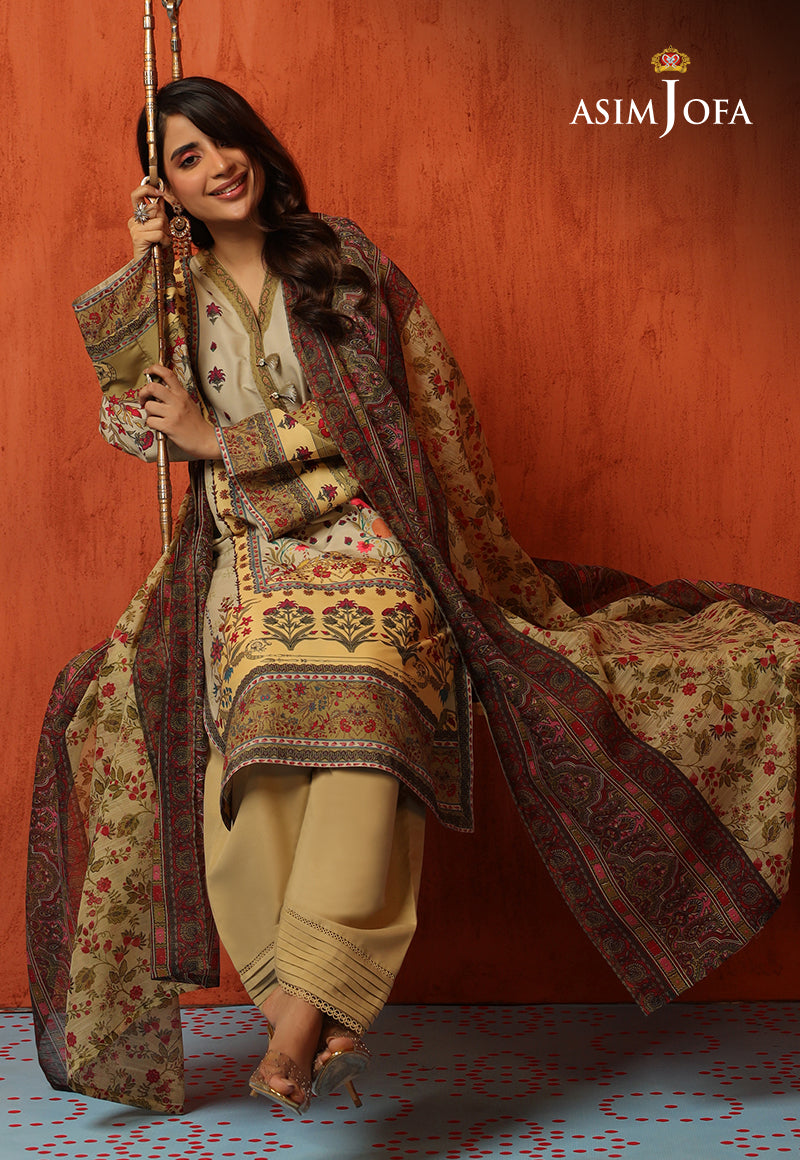 Asim Jofa Tara Sitara Ajtm-16 - 3 Pcs Embroidered Swiss Lawn 3 Pcs