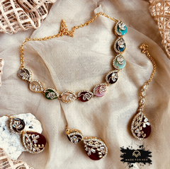 Made For Her-Opulent Stone Necklace Set - KSH1051