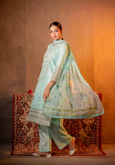 Abeera Exclusive Stitched 3 Piece Festive Premium Lawn Suit-Verdelle